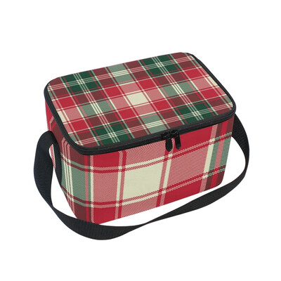 

ALAZA Lunch Box Insulated Lunch Bag Large Cooler Pixel Plaid Texture Tote Bag