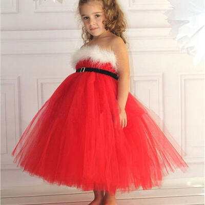 

Kids Girls Santa Xmas Clothes Red Christmas Toddler Sleeveless Tutu Dress Outfit