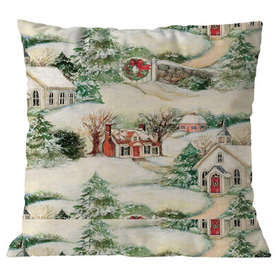 

〖Follure〗Merry Christmas Pillow Cases Linen Sofa Cushion Cover Home Decor Pillow Core