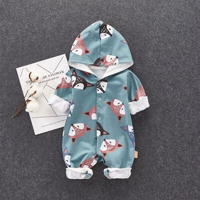 

Newborn Toddler Baby Boy Girl Fox Hooded Romper Outerwear Outfit Jumpsuit Clothes Sets