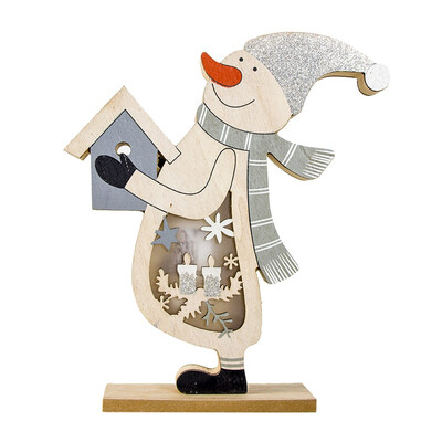 

Siaonvr Wooden Santa ClausSnowman Lamp Ornament Home Christmas Party Table Decor