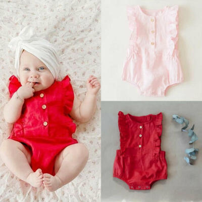 

AU Newborn Baby Girl Kid Linen Romper Bodysuit Sunsuit Summer Outfit Clothes Top