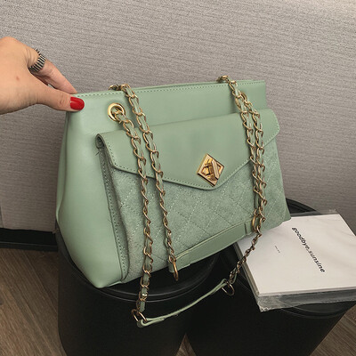

Bag female Korean version of the fashion lock buckle Lingge single back Messenger bag wild chain small square package ti