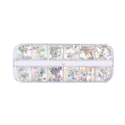 

Women Girls 3D Transparent Square Nail Sequin Stickers Glitter Decal Female Nail Art Decor Wraps