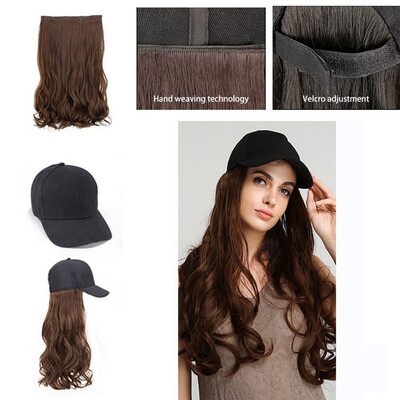

〖Follure〗Long Curly Wig Cap Long Hair Baseball Cap Ball Caps Casual Hat With Wig