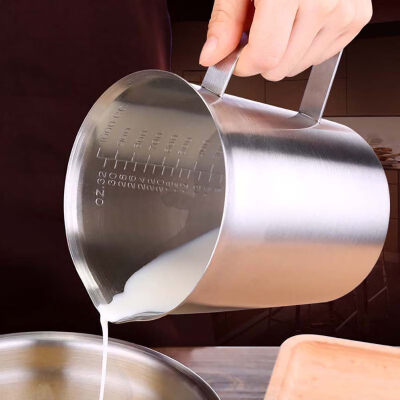 

Stainless Steel Measuring Cup Kitchen Baking Frothing Coffee Beer Mug with Scale