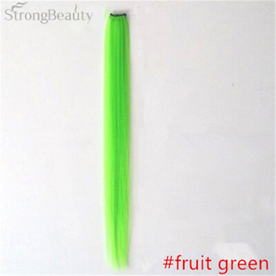 

StrongBeauty Women Colorful Extension Long Synthetic Clip In Two Piece Straight Hairpiece Party Highlights Punk Hair Pieces