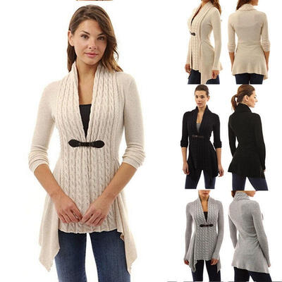 

Women Long Sleeve Knitted Cardigan Loose Sweater Long Jacket Coat Outwear Tops