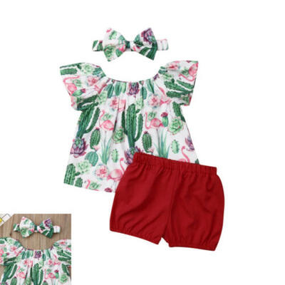 

US Summer Newborn Baby Girl Floral Tops Crops Shorts Briefs 2PCS Outfits Sunsuit
