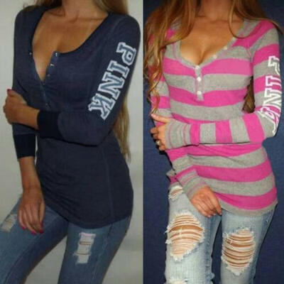 

Fashion Women Ladies Long Sleeve T Shirt Tops Blouse Letter Printed Casual Tee