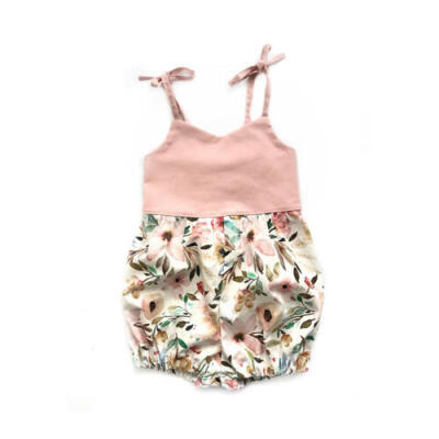 

US Floral Newborn Baby Girl Summer Strap Romper Bodysuit Jumpsuit Outfits 0-24M