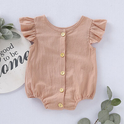 

Newborn Baby Girl Solid Color Short Sleeve Romper Bodysuit Jumpsuit Outfits Clothes