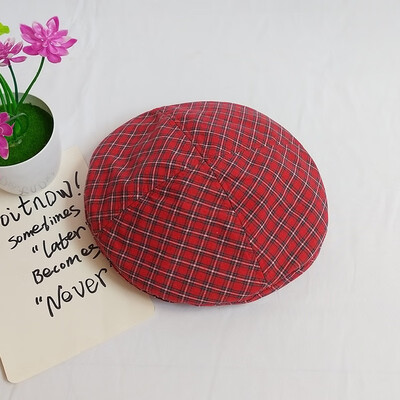 

Korean edition fashion retro British grid Beret Japanese spring&summer thin leisure painter hat net red