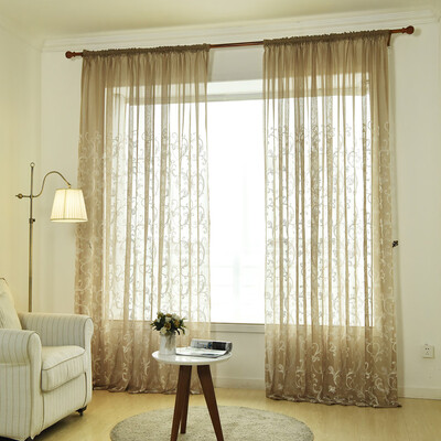 

Gobestart Leaves Sheer Curtain Tulle Window Treatment Voile Drape Valance 1 Panel Fabric