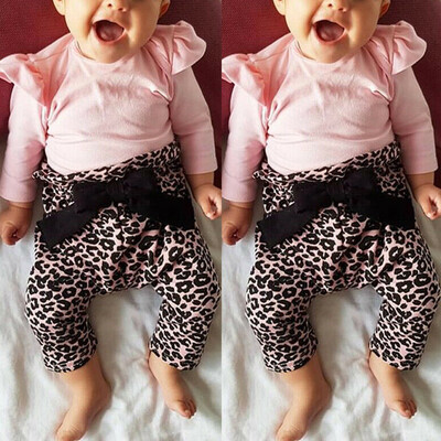 

Newborn Baby Girl Autumn Clothes Romper Tops Leopard Pants Outfits Set Tracksuit