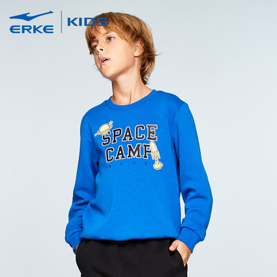 

Hongxing Erke ERKE childrens clothing boy round neck pullover sweater sports shirt wild casual bottoming autumn clothing 6330114035 magic color blue 150