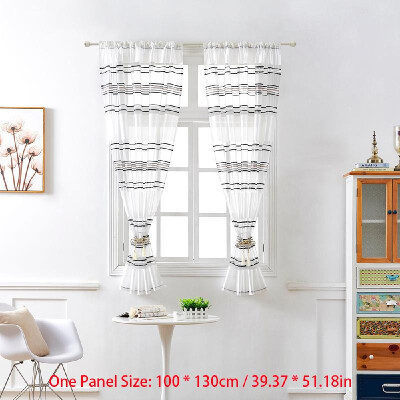 

Horizontal Stripe Sheer Curtain Window Screening Window Rod Pocket Curtain Panel for Living Room Bedroom Dining Room 39"X51" 1 Pan