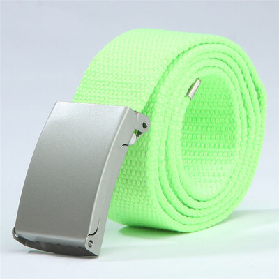 

2019 New Fashion Men Women General belts Canvas Unisex Candy Color belt Solid Buckle Military belts For Jeans Cowboy Pants 110cm