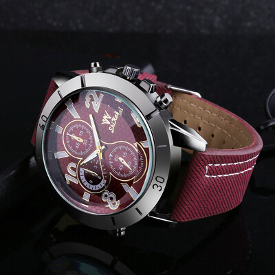 

Gobestart Men Three-eye Large Dial Watch Business Watch Fashion Quartz Silica Gel Watch