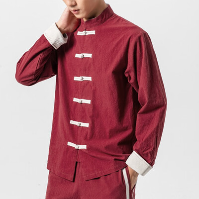 

Toponeto Mens New Winter Style Ethnic Style Large Pure Linen Blouse Comfortable Coat