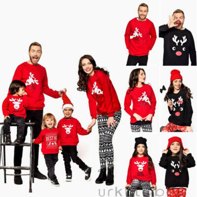 

Christmas Family Matching Adult Kid Baby Tops Sweatshirt Hoodie Pullover Coat