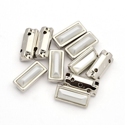 

Sew on Taiwan Acrylic Garment Accessories Rectangle OldLace 18x8x7mm Hole 1mm