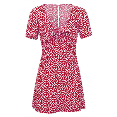 

Summer Women Fashion Print V-neck Short Sleeve Dress