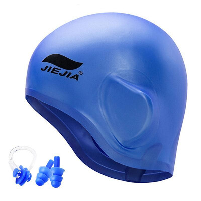 

Swim Cap Silicone 3D Ergonomic Ear Protection Swimming Cap with Nose Clip & Ear Plugs For Women Men