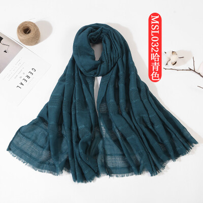 

Spring new cotton&linen national wind solid color hollow scarf foreign trade Sen literary wind lady shawl