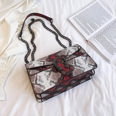 

Qiao Bani 2019 new European&American style fashion snake tattoo wine bag unilateral diagonal trend handbags cross-border exclusive