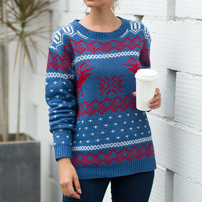 

Tailored Women Christmas Sweater Long Sleeve O-Neck Christmas Tree knitting Sweater Tops