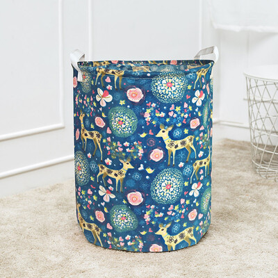 

Gobestart Waterproof Canvas Laundry Clothes Basket Storage Basket Folding Storage Box A