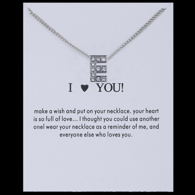 

Sale 26 Letters Pandent I Love You Fashion Simple Silvery Chain Rhinestone Charm Crystal Women Necklace Jewelry Gift