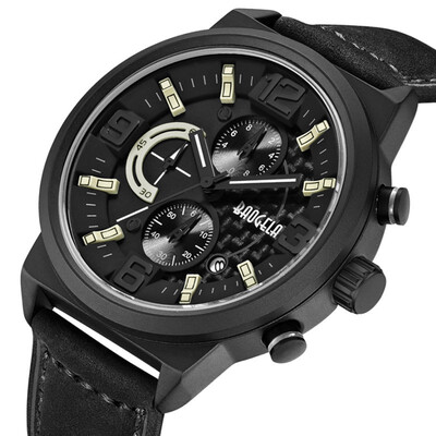 

Baogra BAOGELA new quartz watch mens belt multi-function calendar three-eye waterproof watch mens watch