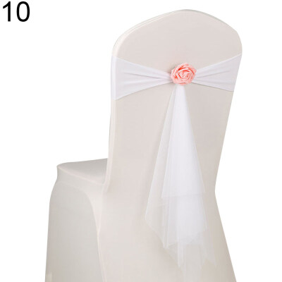 

1050Pcs Faux Rose Flower Organza Chair Sash for Wedding Events Party Decor