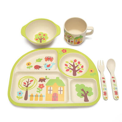

Kindergarten Cartoon Plate Cup Bowl Baby Tableware Set Anti-slip Dinnerware