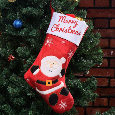 

New Hot Christmas Stockings Pendant Cloth Ornaments Christmas Santa Claus Candy Gift Bag Xmas Tree Hanging Decor