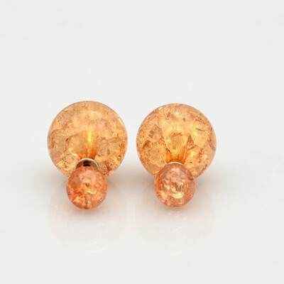 

Hot-Sale Girls Crackle Style Acrylic Double Faced Ball Ear Studs with Platinum Iron Findings SandyBrown Ball 8mm & 15mm Pin