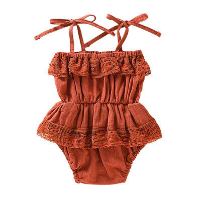 

Summer Infant Baby Girls Bodysuit Sleeveless Rompers Kids Lace Design Strap Bodysuit Jumpsuit Newborn Bodysuit