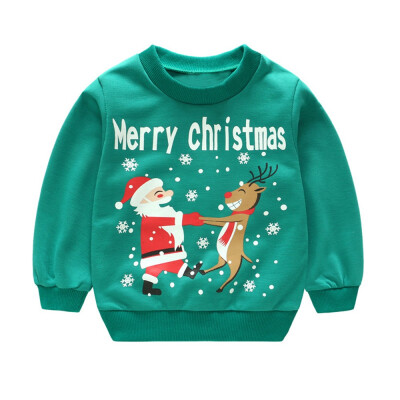 

Toddler Kids Baby Girl Boy Long Sleeve Cartoon Christmas Print Pullover Tops