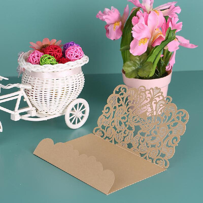 

10pcsset Wedding Invitation Card Cover Pearl Paper Laser Cut Hollow Heart Pattern Invitation Cards Wedding Anniversary Supplies