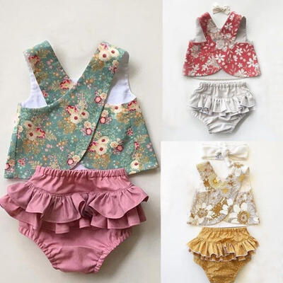 

Lovely Flower Infant Baby Girls Outfits Clothes Vest Tops T-shirtTutu Shorts Pants Set