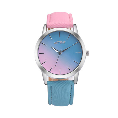 

〖Follure〗Retro Rainbow Design Leather Band Analog Alloy Quartz Wrist Watch