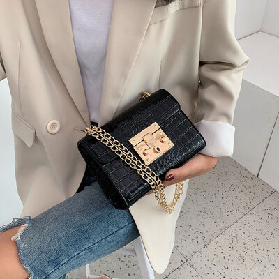 

Ins crocodile small bag female 2019 new female bag summer retro small square bag chain bag casual Messenger bag