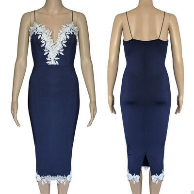 

Sexy Women Bodycon Strappy V Neck Floral Lace Evening Cocktail Party Short Dress New