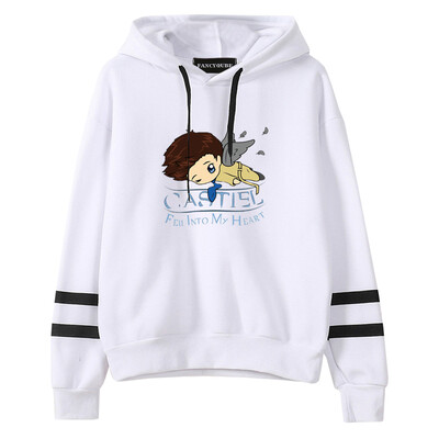 

Herqw61 Womens Girls Supernatural Forever Love Hoodie Tour Striped Long Sleeve Sweatshirt
