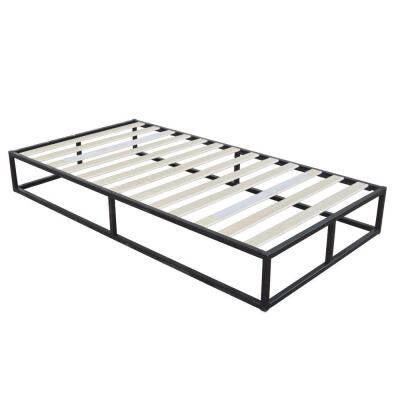 

Modern Metal Bed 10 Inch Platforma Bed Frame Low Profile Iron Bed Wood slat support Twin