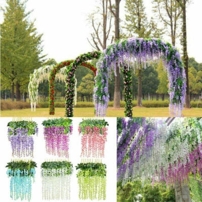 

12 pcs Artificial Silk Wisteria Leaf Hanging Flower Ivy Garland Vine Wedding