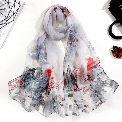 

Gobestart Fashion Women Long Soft Wrap Scarf Shawl Chiffon landscape Print Scarf Scarves