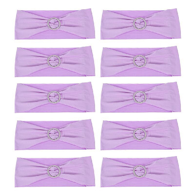 

10PCS Wedding Decorations Elastic Spandex Chair Cover Sashes Bows Elastic Chair Bands With Buckle Slider Sashes Bows 7 Colors